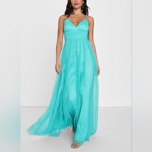 Pleated Tulle Maxi Dress